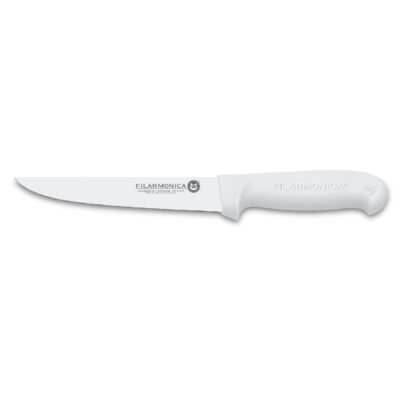 Cuchillo carnicero estrecho de 18 cm con mango blanco Filarmónica 5511 - Cuchillalia.com