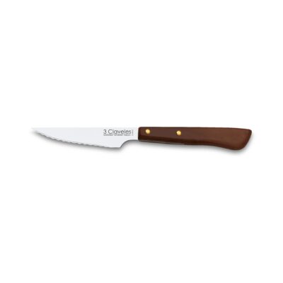 Cuchillo chuletero dentado con mango de madera prensada - 3 Claveles 1500 - Cuchillalia.com