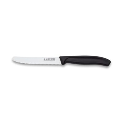 Cuchillo de mesa dentado negro 3 claveles 1212 - Cuchillalia.com