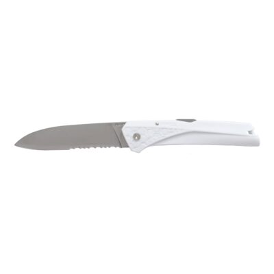 Navaja blanca Kiana Origine con filo liso y dentado - Cuchillalia.com