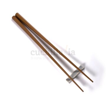 Palillos de mesa reutilizables de color marrón apoyados en soporte de palillos de cerámica fabricados en Japón por Kawai – Cuchillalia.com