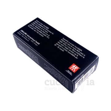 Reverso del envase del jabón de acero quita olores de Zwilling – Cuchillalia.com