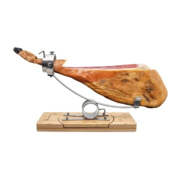 Soporte jamonero giratorio 360 y basculante de 3 Claveles con un jamón – 1742 – Cuchillalia.com