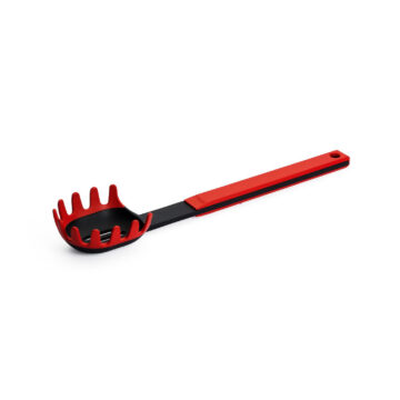 Vista lateral de la cuchara para pastas de silicona roja Woll Cookit KU015 – Cuchillalia.com