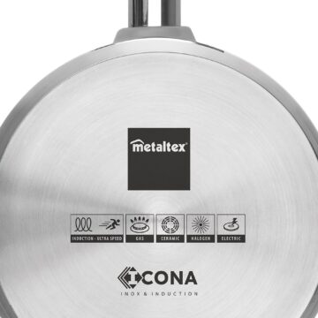 Detalle de la base de acero inoxidable de las Metaltex Icona – Cuchillalia.com