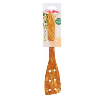 Blister de espátula perforada de madera de olivo Metaltex – 580610000 – Cuchillalia.com