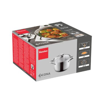 Caja de la olla de acero inoxidable de 20 cm Metaltex Icona – Cuchillalia.com