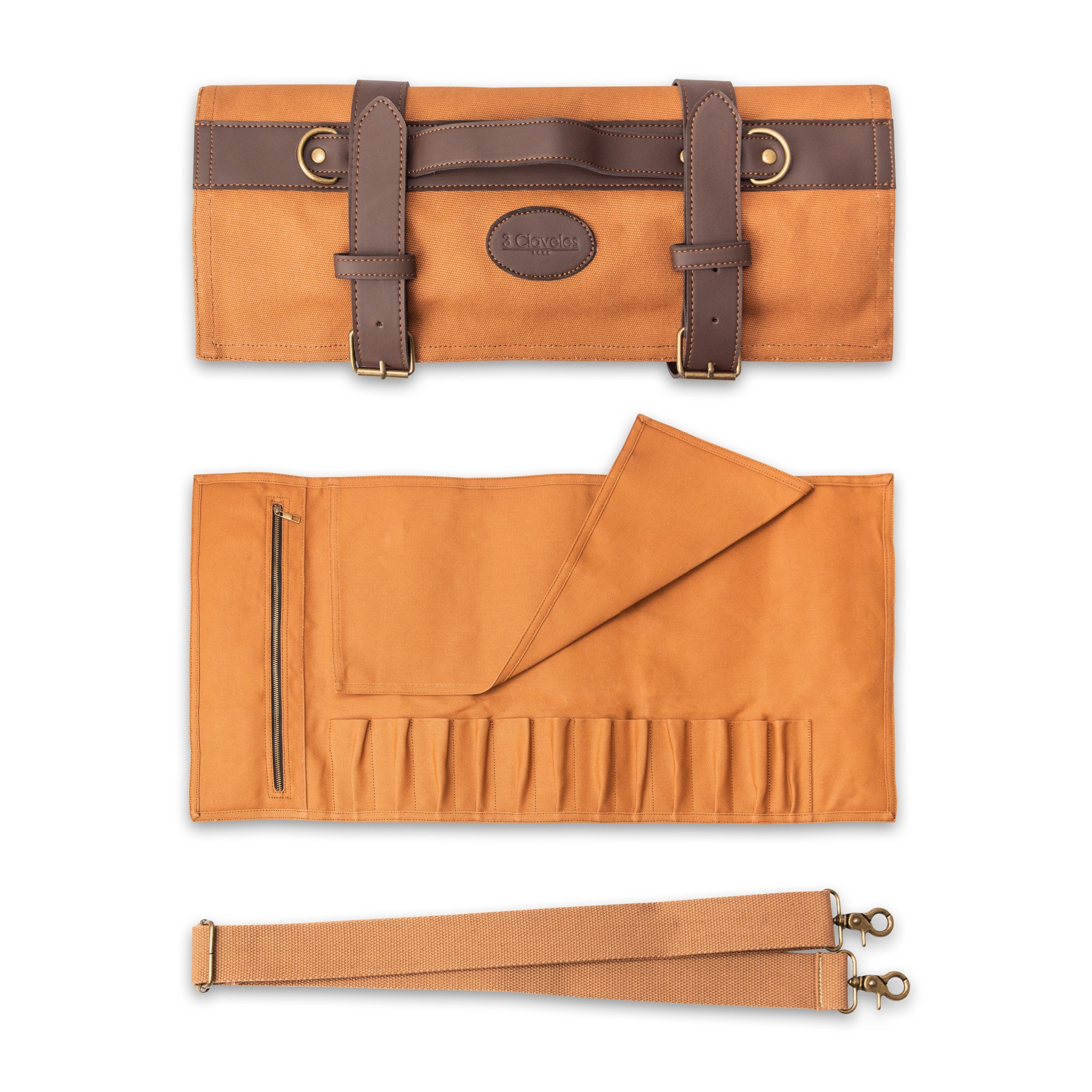 Estuche 12 Cuchillos 3 Claveles Hebillas – Vista Cerrado y Abierto