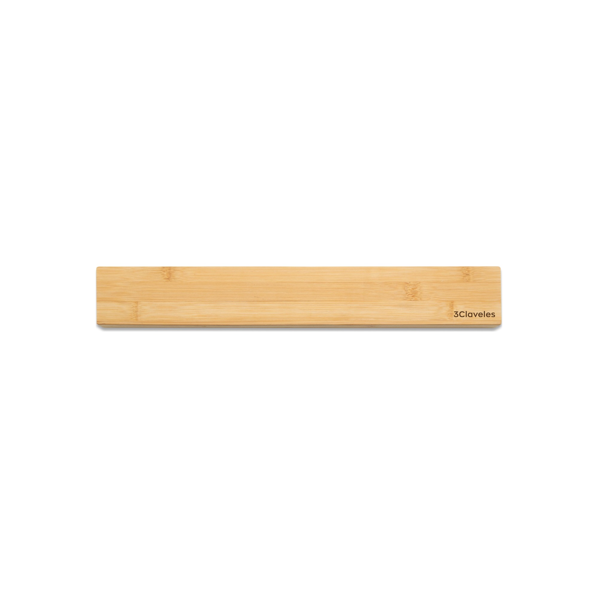 Vista frontal de la barra magnética 3 Claveles 3601 de madera de bambú 40 cm, sostenible, con sistema adhesivo preinstalado para pegar sin taladrar. Vista frontal de la barra magnética 3 Claveles 3601 de madera de bambú 40 cm, sostenible, con sistema adhesivo preinstalado para pegar sin taladrar.