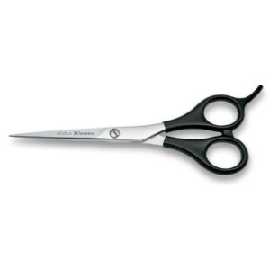 Tijeras peluquería apoyadedos 6 pulgadas 3 Claveles Scuola 12621, mango nylon negro filo microdentado